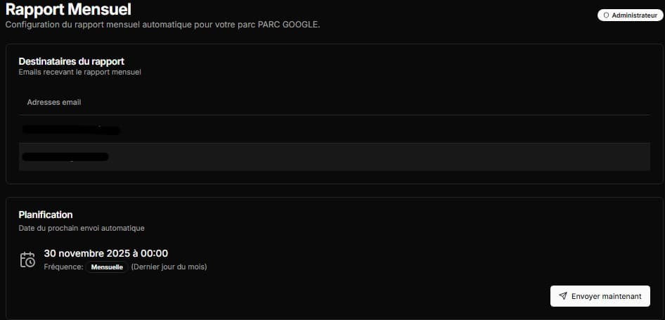 Rapports mensuels automatiques