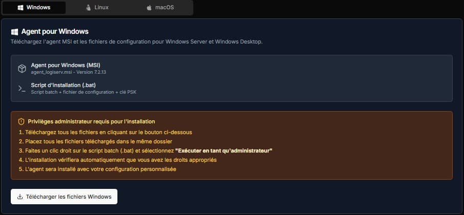 Installation de l'Agent de Surveillance