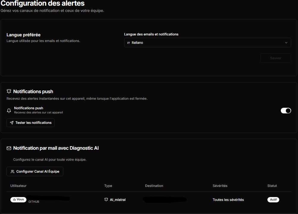 Configuration des alertes Logiserv